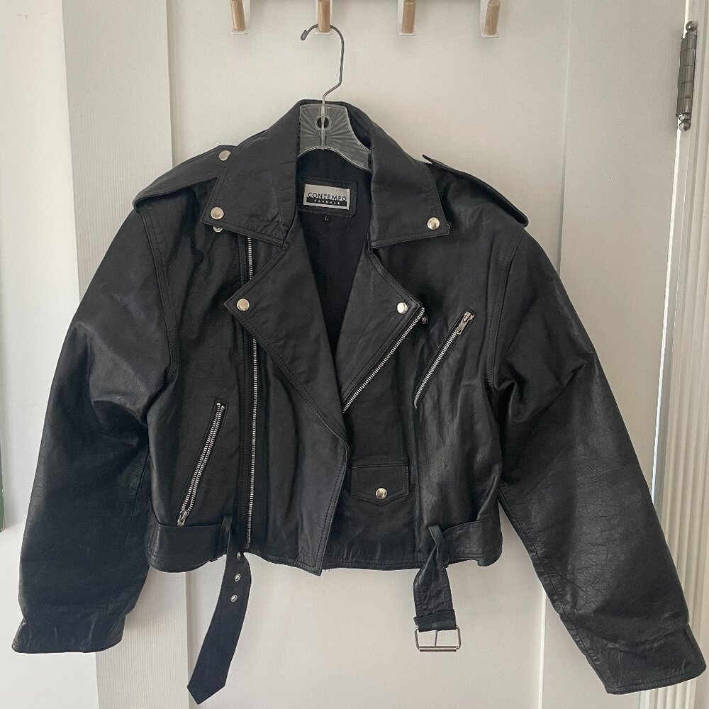 80's CONTEMPO CASUALS LEATHER MOTO JACKET